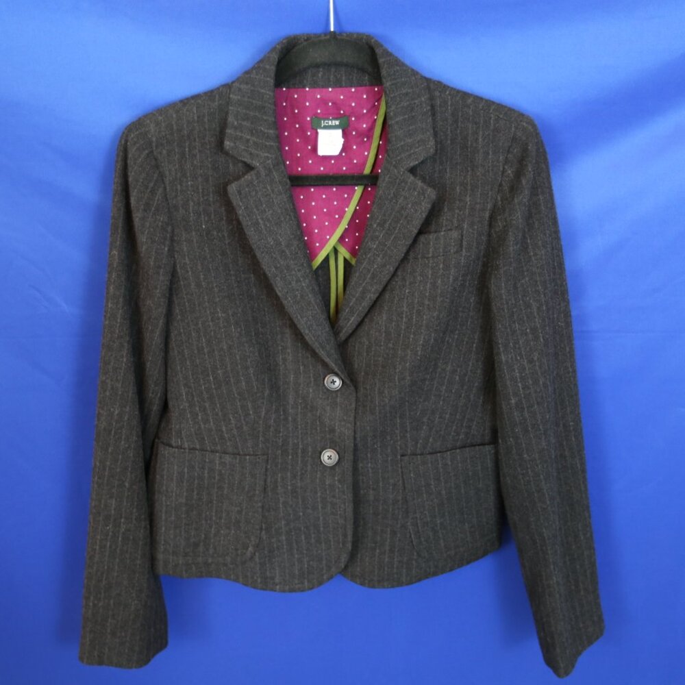 J. Crew Schoolboy Wool Blazer in Gray Pinstripe